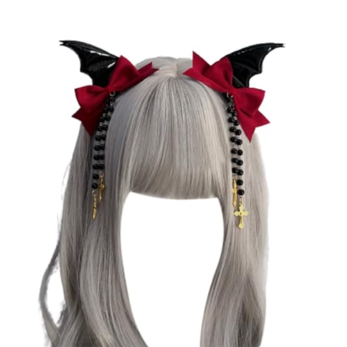 Punk Kopfschmuck Schleife Halloween Haarspange Punk Haarspange mit Teufelsflügel Coole Mädchen Fledermausflügel Form Gothic Haarspangen von Wayfadacc