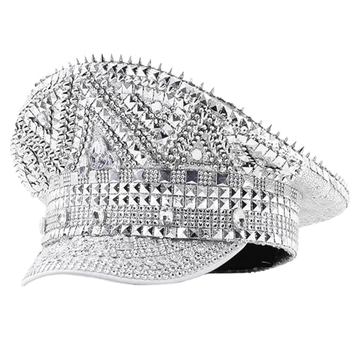 Wayfadacc Bejeweled Kapitän Hut Heavy Crystal Hat Überraschung Mädchen Jungen Kopfbedeckung Hut für Karneval Musik Festival Wayfadacc Bejeweled Kapitän Hut Heavy Crystal Hat Überraschung Mädchen Jungen Kopfbedeckung Hut für Karneval Musik Festival von Wayfadacc