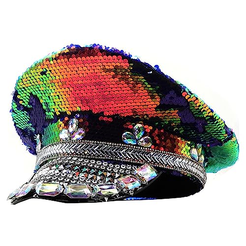 Wayfadacc Bejeweled Kapitän Hut Pailletten Kristalle Matrosenhut für Disco Haus Cocktail Partys Urlaub funkelnde Kristalle für Braut Wayfadacc Bejeweled Kapitän Hut Pailletten Kristalle Matrosenhut für Disco Haus Cocktail Partys Urlaub funkelnde Kristalle für Braut von Wayfadacc