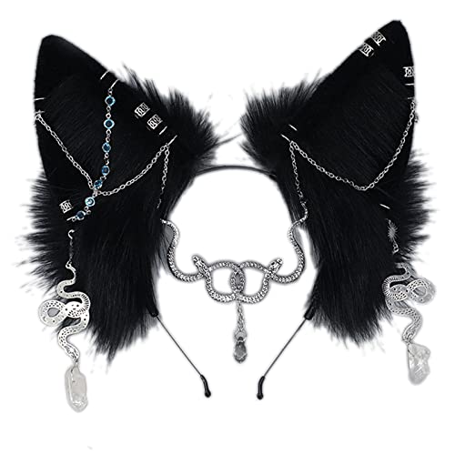 Wayfadacc Cosplay Ohrstirnband Pelzige Carnivals Party Handgefertigtes Party Kostüm Teufel Schlange von Wayfadacc
