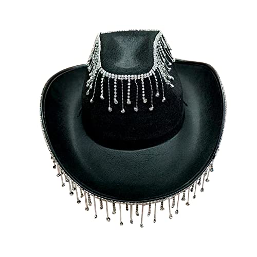 Wayfadacc Cowgirl-Hut mit Strasssteinen, Fransen, Rave, Disco-Hut für Halloween, Verkleidungen, Cosplays, Party-Kostüm-Zubehör Wayfadacc Cowgirl-Hut mit Strasssteinen, Fransen, Rave, Disco-Hut für Halloween, Verkleidungen, Cosplays, Party-Kostüm-Zubehör von Wayfadacc