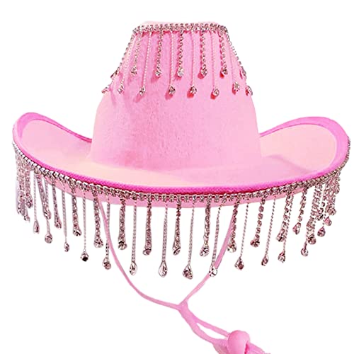 Wayfadacc Cowgirl-Hut mit Strasssteinen, Fransen, Rave, Disco-Hut für Halloween, Verkleidungen, Cosplays, Party-Kostüm-Zubehör von Wayfadacc
