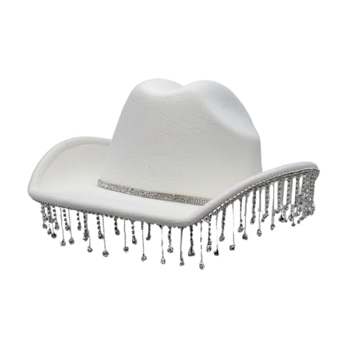 Wayfadacc Damen Strassstones Cowgirl Fringe Cowboy Für Party Musikfestival Weitkrempe Wayfadacc Damen Strassstones Cowgirl Fringe Cowboy Für Party Musikfestival Weitkrempe von Wayfadacc