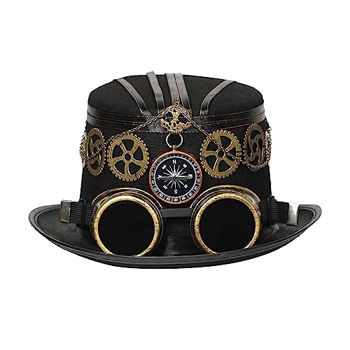 Wayfadacc Gothic Top Hat Elegant Flat Billycock Cosplay Halloween Für Unisex Vintage Bowler Victorian Industrial Age Wayfadacc Gothic Top Hat Elegant Flat Billycock Cosplay Halloween Für Unisex Vintage Bowler Victorian Industrial Age von Wayfadacc