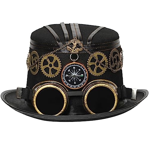 Wayfadacc Gothic Top Hat Elegant Flat Billycock Cosplay Halloween Für Unisex Vintage Bowler Victorian Industrial Age Wayfadacc Gothic Top Hat Elegant Flat Billycock Cosplay Halloween Für Unisex Vintage Bowler Victorian Industrial Age von Wayfadacc