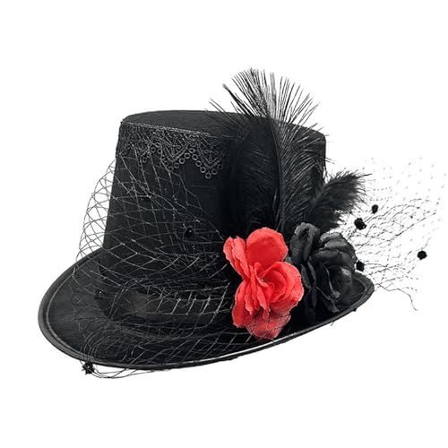 Wayfadacc Großer Hut für Halloween-Party, Netzblume, Fedoras, Cosplay, Kostüm, Zubehör, Kopfbedeckung, Maskeraden, Party-Kopfschmuck Wayfadacc Großer Hut für Halloween-Party, Netzblume, Fedoras, Cosplay, Kostüm, Zubehör, Kopfbedeckung, Maskeraden, Party-Kopfschmuck von Wayfadacc