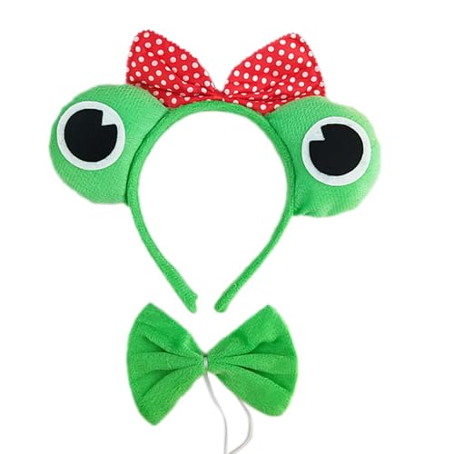 Wayfadacc Haarreifen-Set mit Frosch-Motiv, Halloween-Haarreif, schöner Kopfschmuck, Halloween-Fliege für Kinder, Shows, Bühne Wayfadacc Haarreifen-Set mit Frosch-Motiv, Halloween-Haarreif, schöner Kopfschmuck, Halloween-Fliege für Kinder, Shows, Bühne von Wayfadacc