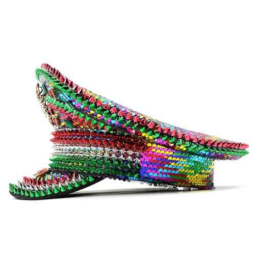 Wayfadacc Jeweled Captain Hat Heavy Crystal Gras Surprise for Girl Boys Bride Hat for Carnivals Music Festival von Wayfadacc