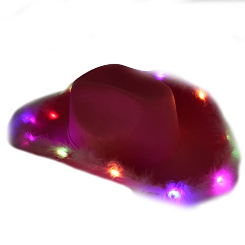 Wayfadacc Leuchten Cowboy Feder Cowboy LED Cowgirl Brautparty Junggesellenhut Party Disco Braut Cowboy von Wayfadacc