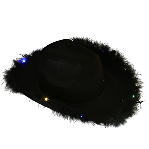 Wayfadacc Leuchten Cowboy Feder Cowboy LED Cowgirl Brautparty Junggesellenhut Party Disco Braut Cowboy von Wayfadacc