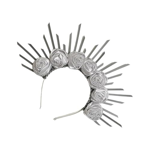 Wayfadacc Punk-Blumen-Haarband, künstlerischer Haarreif, Rock-Kopfbedeckung für Cosplay, Uni, Rock-Spiked-Kopfbedeckung, Zubehör von Wayfadacc