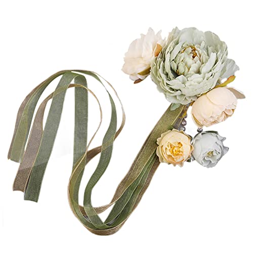 Wayfadacc Seidenblume Haarclip Tang Dynastie Kostüm Haarschmuck Mit Langem Band Mit Seiden Pfingstrosen Chinesische Accessoires von Wayfadacc