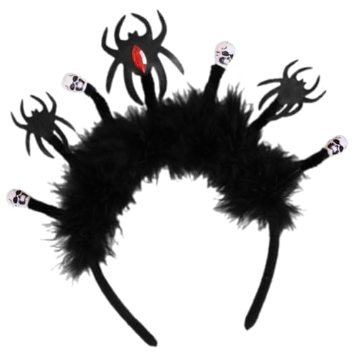 Wayfadacc Totenkopf Halloween Kopfbedeckung Stirnband Foto Requisiten Party Cosplay Kostüme Tanzparty Gefiedertes Stirnband Halloween von Wayfadacc
