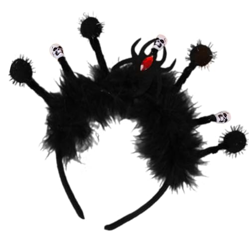 Wayfadacc Totenkopf Halloween Kopfbedeckung Stirnband Foto Requisiten Party Cosplay Kostüme Tanzparty Gefiedertes Stirnband Halloween von Wayfadacc