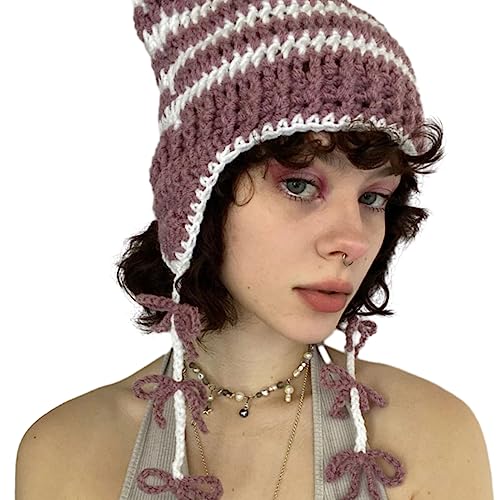 Wayfadacc Winter Casual Strick Girl Heiße Mädchen Bild Requisitenhut Mit Gehäkelten Schlampigen von Wayfadacc