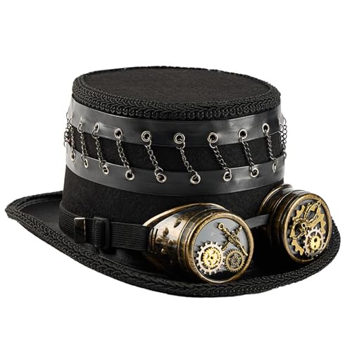 Wayfadacc Zylinderhut im viktorianischen Stil, verzierter Zylinder mit abnehmbarer Brille, Vintage-Mode-Accessoires für Erwachsene und Herren Wayfadacc Zylinderhut im viktorianischen Stil, verzierter Zylinder mit abnehmbarer Brille, Vintage-Mode-Accessoires für Erwachsene und Herren von Wayfadacc