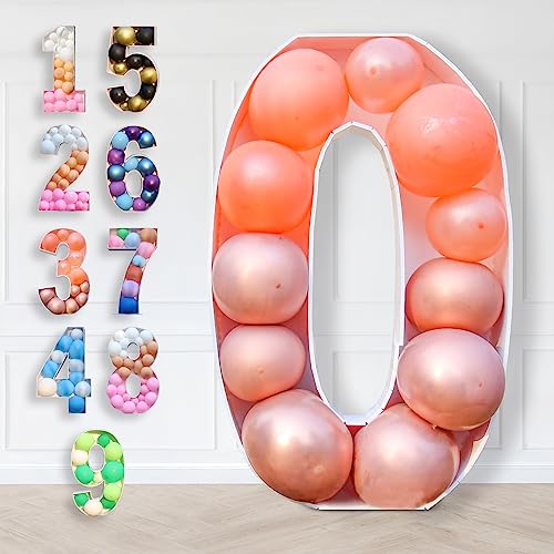 3FT Ballons Mosaik Nummer 0 Geburtstags Party Dekoration,Karton Zahlen Ständer Mosaik Luftballons Rahmen für Jungen Mädchen Geburtstags Party Hintergrund,Babyparty,Jubiläum,First Genburtstag Feier von Wayfun