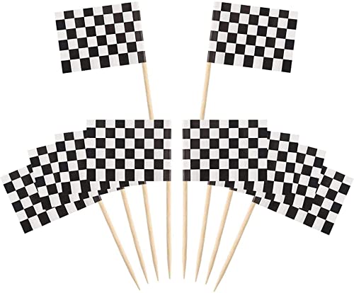 120 Pack karierte Rennflagge Zahnstocher Cupcake Picks Zahnstocher Fahnen Abendessen Flaggen Race Car Cake Toppers Dekorationen Party Supplies1 von Wbaioluy