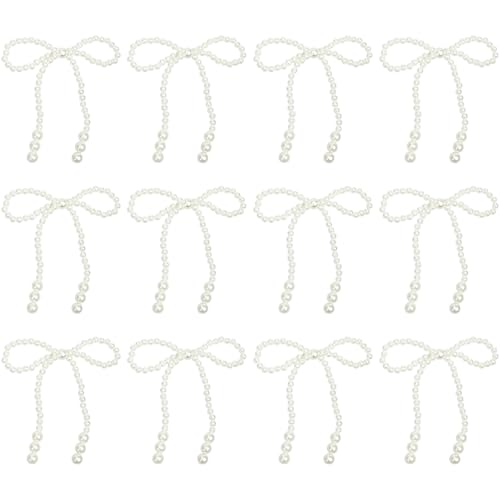 12pcs Bow Cake Topper, 4x4 elegante Kunstperlenbogen, Kuchendekorationen für Geburtstag Hochzeit Dance Ball Party DIY Accessoires, Weiß von Wbaioluy