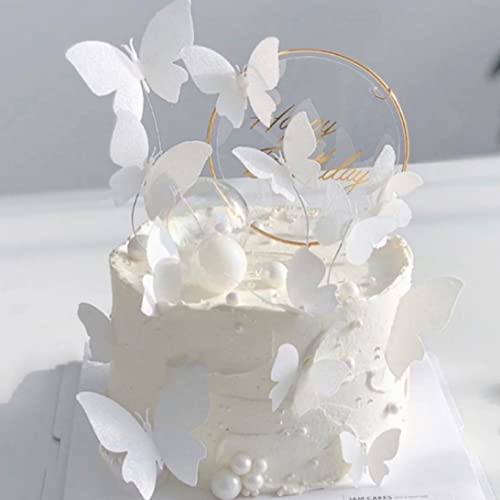 Cake Toper Butterfly Cupcake Toper 3D Schmetterling Kuchen Dekor Hollow für Geburtstagsfeier Versorgung 11pcs Weiß von Wbaioluy