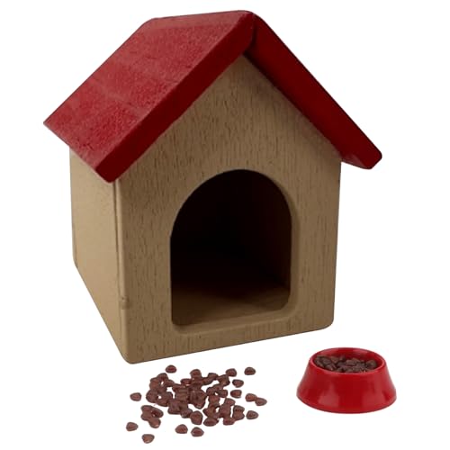 Wbaioluy Miniaturhundhaus mit Hundeschale und Futter 1:12 Puppenhaus Zwinger Hölzer Haustier House Dollhouse Möbel für Accessoires Dekoration Wbaioluy Miniaturhundhaus mit Hundeschale und Futter 1:12 Puppenhaus Zwinger Hölzer Haustier House Dollhouse Möbel für Accessoires Dekoration von Wbaioluy