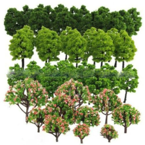 Wbaioluy Modellbaum 70pcs/Set Sortierte DIY -Simulation Miniaturbäume mit Pfahlmodellbäumen für Architektur Eisenbahnlandschaft Landschaft von Wbaioluy