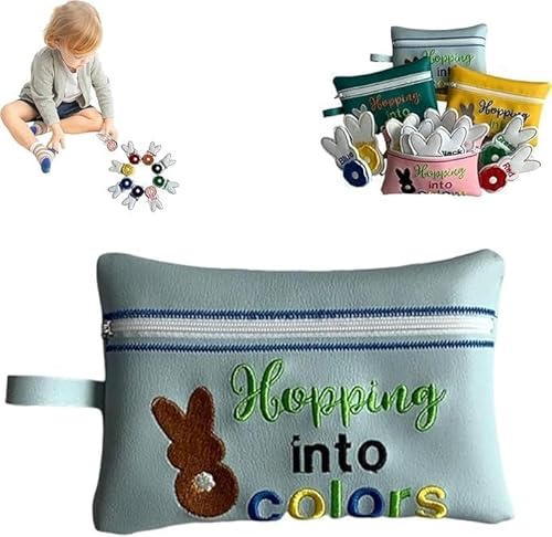 Hopping Into Colors Match Easter Basket Filler,Easter Sensory Bin Stuffers,8 Removable Tail Bunnies and Color Bags,Educational Easter Learning Toys,for Preschool Educational Family Activities (Blue) von Wbietu