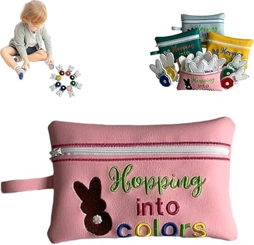 Hopping Into Colors Match Easter Basket Filler,Easter Sensory Bin Stuffers,8 Removable Tail Bunnies and Color Bags,Educational Easter Learning Toys,for Preschool Educational Family Activities (Pink) von Wbietu