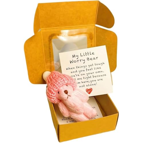 Kleiner Bär in Box, Handgefertigter Mini-Plüschbär in Box, Mini-Plüsch-Teddybär in Box mit inspirierender Karte, bringen Sie Ermutigung und Wärme, der ultimative emotionale Unterstützungspartner (Rosa Kleiner Bär in Box, Handgefertigter Mini-Plüschbär in Box, Mini-Plüsch-Teddybär in Box mit inspirierender Karte, bringen Sie Ermutigung und Wärme, der ultimative emotionale Unterstützungspartner (Rosa von Wbietu