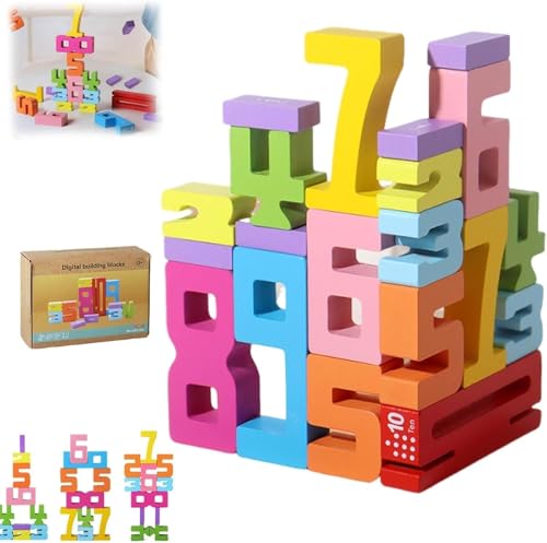 Wooden Number Building Blocks,Educational Tool Number Building Blocks with Cards,Number Blocks Math Learning Toys,Strengthfully Wooden Number Blocks,Wooden Number Blocks,Natural Wooden Craft (1 Pcs) von Wbietu