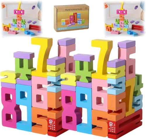 Wooden Number Building Blocks,Educational Tool Number Building Blocks with Cards,Number Blocks Math Learning Toys,Strengthfully Wooden Number Blocks,Wooden Number Blocks,Natural Wooden Craft (2 Pcs) von Wbietu