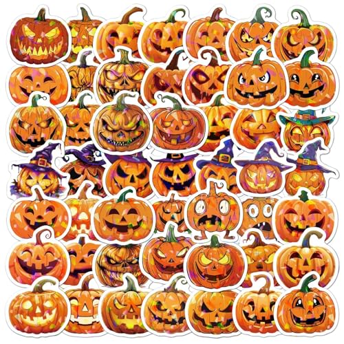 Halloween Aufkleber Set | 50 Stück Vintage Kunst Handwerk Abziehbilder | Holografische wasserdichte Aufkleber | Gruselige -Aufkleber | Vielseitiger -Aufkleber für Tassen, Laptops, Halloween Aufkleber Set | 50 Stück Vintage Kunst Handwerk Abziehbilder | Holografische wasserdichte Aufkleber | Gruselige -Aufkleber | Vielseitiger -Aufkleber für Tassen, Laptops, von Wcybym