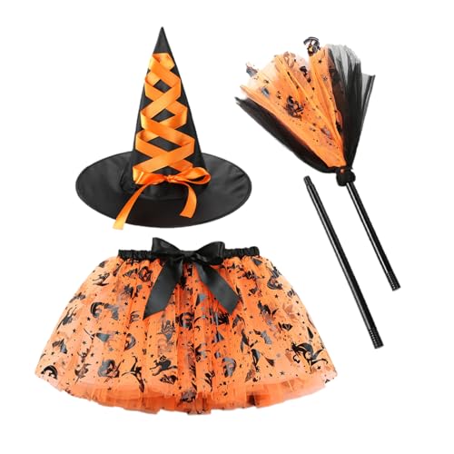 Halloween Girls-Rock-Set, Kinder Witch- mit Hut, atmungsaktives Prinzessin-Outfit, weicher leichtes Stoff, leicht zu tragenes Design, 1 Set für Cosplay, Dress-up-Partys, Geburtstag, Ostern Halloween Girls-Rock-Set, Kinder Witch- mit Hut, atmungsaktives Prinzessin-Outfit, weicher leichtes Stoff, leicht zu tragenes Design, 1 Set für Cosplay, Dress-up-Partys, Geburtstag, Ostern von Wcybym