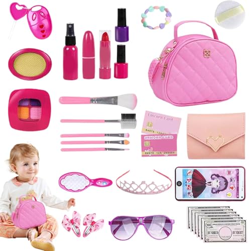 Mädchenspielhandtasche, 32pcs Dress-up-Spielzeugset, realistisches Make-up & Schmuck, stilvolle Schultertasche, leichtes und tragbares, entzückendes rosa Thema, ideal für Geburtstags Weihnachtskräfte Mädchenspielhandtasche, 32pcs Dress-up-Spielzeugset, realistisches Make-up & Schmuck, stilvolle Schultertasche, leichtes und tragbares, entzückendes rosa Thema, ideal für Geburtstags Weihnachtskräfte von Wcybym