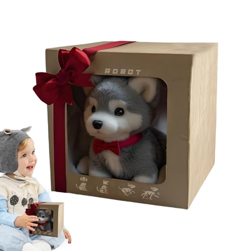 Mein realistischer Roboterpuppy, interaktiver Welpe -Plüsch -Haustier, Elektrospielzeug Haustier, wandelnes Bellschwanz -Wagging -Aktion, weiches Stofftier, 13x10 cm, tun Sie das Spielen von Home -Cla von Wcybym
