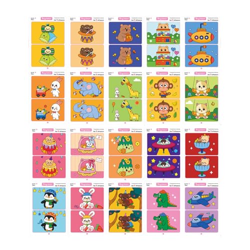 Passendes Spiel, Erkennen Sie die Differenzkarten, pädagogisches Kleinkindspiel, visuelle Erkennungspraxis, reibungsloses Finish, 1 Set, perfekt für das Reisespiel für das im Home -Klassenzimmer von Wcybym