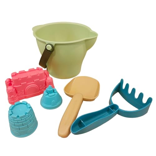 Sensorisches Eimerspielzeug für den | 6-teiliges spielzeug für Kleinkinder,Sandkasten-spielzeug für Kinder, Sandspielzeug-Set mit Eimersieb, Rechen und Schaufelspielzeug, mehrfarbig, fett, Geschenke f von Wcybym