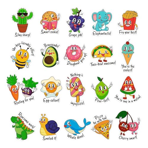 Wcybym Punny-Lehrer-Aufkleber, auffällige Bilder, 800 Stücke, Belohnungsaufkleber, Cartoon Animal Food Decals, Motivationsästhetik, für Kinder, Schüler, Klassenzimmer, Scrapbooking von Wcybym