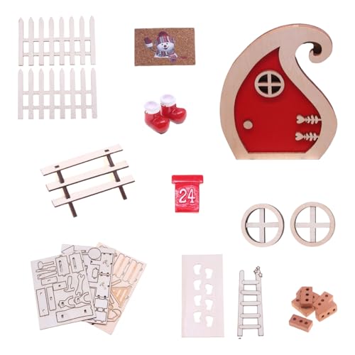 20pcs Miniatur Weihnachts Tür Set Für Puppenhäuser Holzharz Accessoires Urlaub Dekoration Holzharz Puppenhäuser Weihnachtsschmuck von Wdbild
