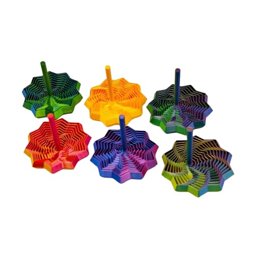 6pcs Spiralmuster Sensorisches Dekomprimierendes Spinner Spielzeug Für Rotation Gyroskop Easy Operations Travel Accessoires Sensorisches Fingerspinner Spielzeug von Wdbild