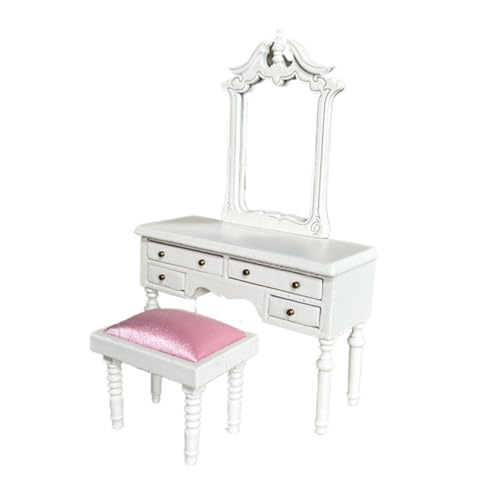 Dollhouses Schminktisch Stuhl Modell Display Requisiten 1:12 Model Spielzeug Teenager Mädchen Dollhouses Make Up Tisch Tun Um Miniatur Dressingspielzeug Und Stühle Miniatur Zum Handwerk Zu Spielen von Wdbild