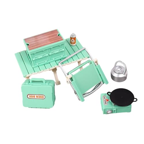 Faltbarer Stuhl Und Tisch Set Miniaturmöbel Set Für Doll House Outdoor Campingzubehör Mit Realistischen Hochsimulationscampingmodell Spielzeug von Wdbild