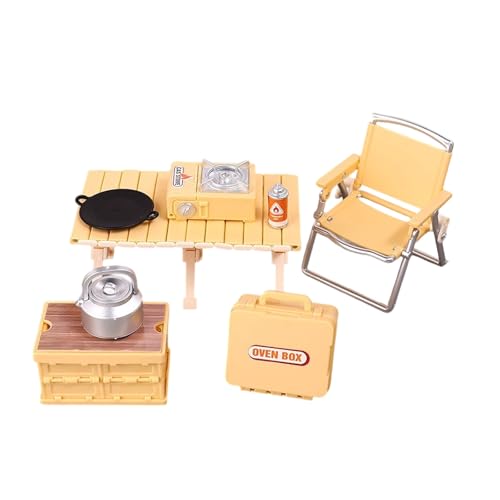 Faltbarer Stuhl Und Tisch Set Miniaturmöbel Set Für Doll House Outdoor Campingzubehör Mit Realistischen Hochsimulationscampingmodell Spielzeug von Wdbild