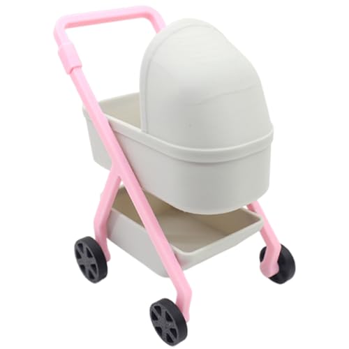 Miniatur Kinderwagen Modell Figur Spielzeug Für 1/12 Skala Puppenhaus Display Sicherer Szenendekoration Kindergarten Möbelpuppe Haus Babywagen Spielzeug von Wdbild
