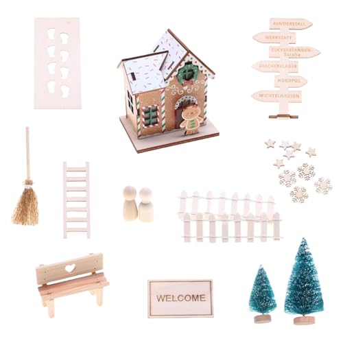 Wdbild Moderne LED Doll House Assembly Kits Holz Weihnachtsspielzeug Für Kinderzimmer Holiday Festival Dekoration Miniatur LED Weihnachtsset von Wdbild