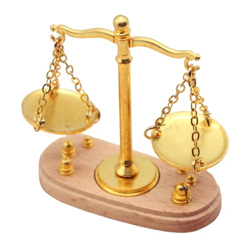Wdbild 1/12 Miniatur Vintage Balance Scale Wood & Metal Dekoration Retro Sammelanzeige Modell Vintage Dollhouses Scale Model Holzlegierung von Wdbild