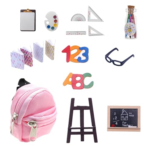 Wdbild 1:12 Spielzeugfigur Model Realistische Schulmaterial Set Dollhouses Tun Girls Geschenkdekorationen Tun Playset Miniatur School Supplies von Wdbild