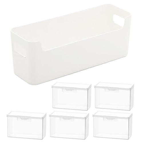 Wdbild 6 Teilige Durchscheinende Speicherbehälter Mit Abnehmbaren Trennwänden Und Sichern Deckel Ideal Für Sammlerstücke Stationery Organization School Supplies Organizer Mit Transparentem Deckel von Wdbild