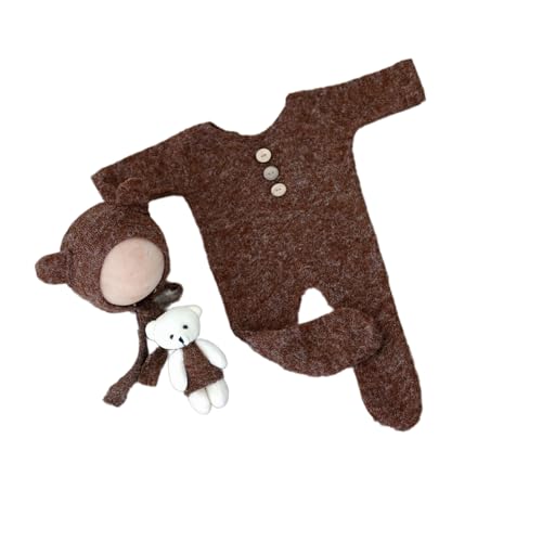 Wdbild Baby Photoshoots Requisiten Bären Outfit Strick Strampler Plüschpuppen Set Foto Posieren Requisiten Neugeborene Fotografie Bodysuit Säuglingsfoto Wdbild Baby Photoshoots Requisiten Bären Outfit Strick Strampler Plüschpuppen Set Foto Posieren Requisiten Neugeborene Fotografie Bodysuit Säuglingsfoto von Wdbild