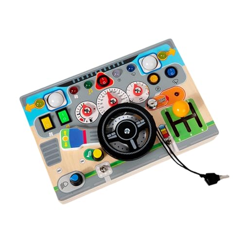 Wdbild Kids Traffics Learning Toy Hölzlenker Lenkrad Mit Funktionalen LED Knöpfen Und Sensorischem Spiel Bietet Verkehrszeichen Erkennung Spielzeug Für Kinder von Wdbild